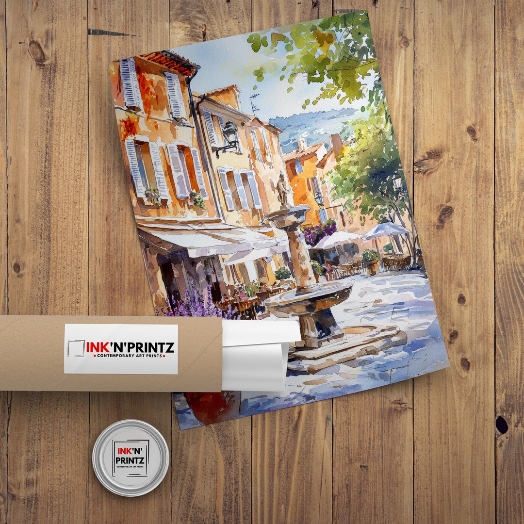 Aix-en-Provence Watercolor Art Print French Cityscape Painting Provence France Travel Decor Francophile Gift