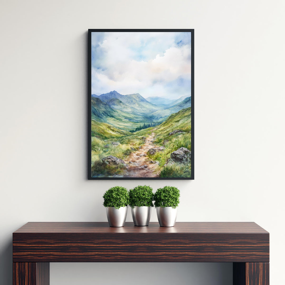 Braemar Scotland Watercolor Painting Highland Village Art Braemar Print Scenic River and Mountain Decor