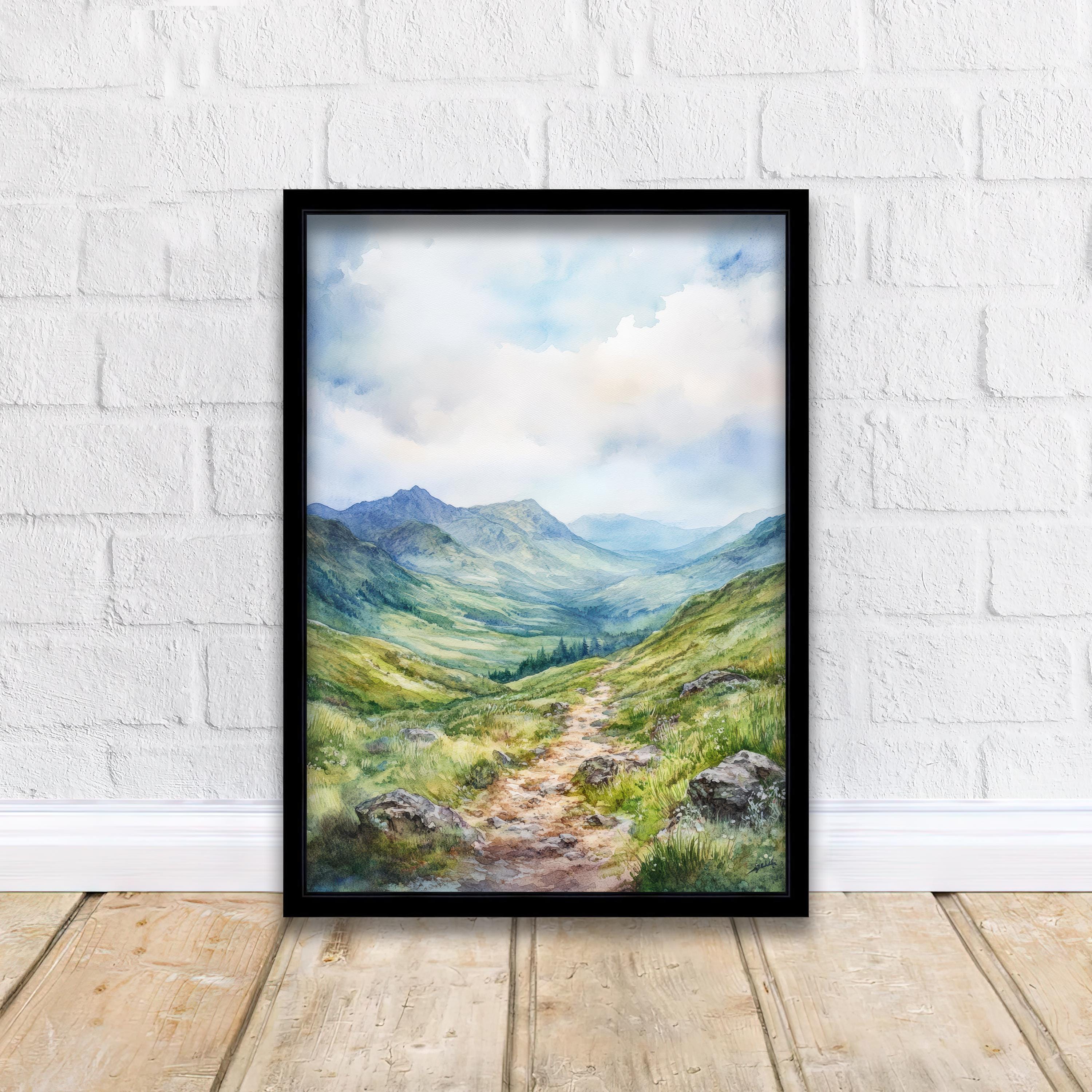 Braemar Scotland Watercolor Painting Highland Village Art Braemar Print Scenic River and Mountain Decor