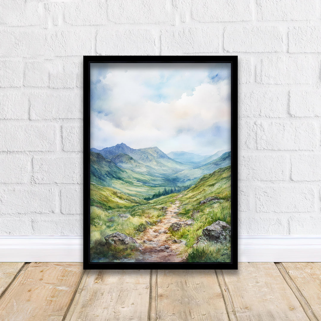 Braemar Scotland Watercolor Painting Highland Village Art Braemar Print Scenic River and Mountain Decor