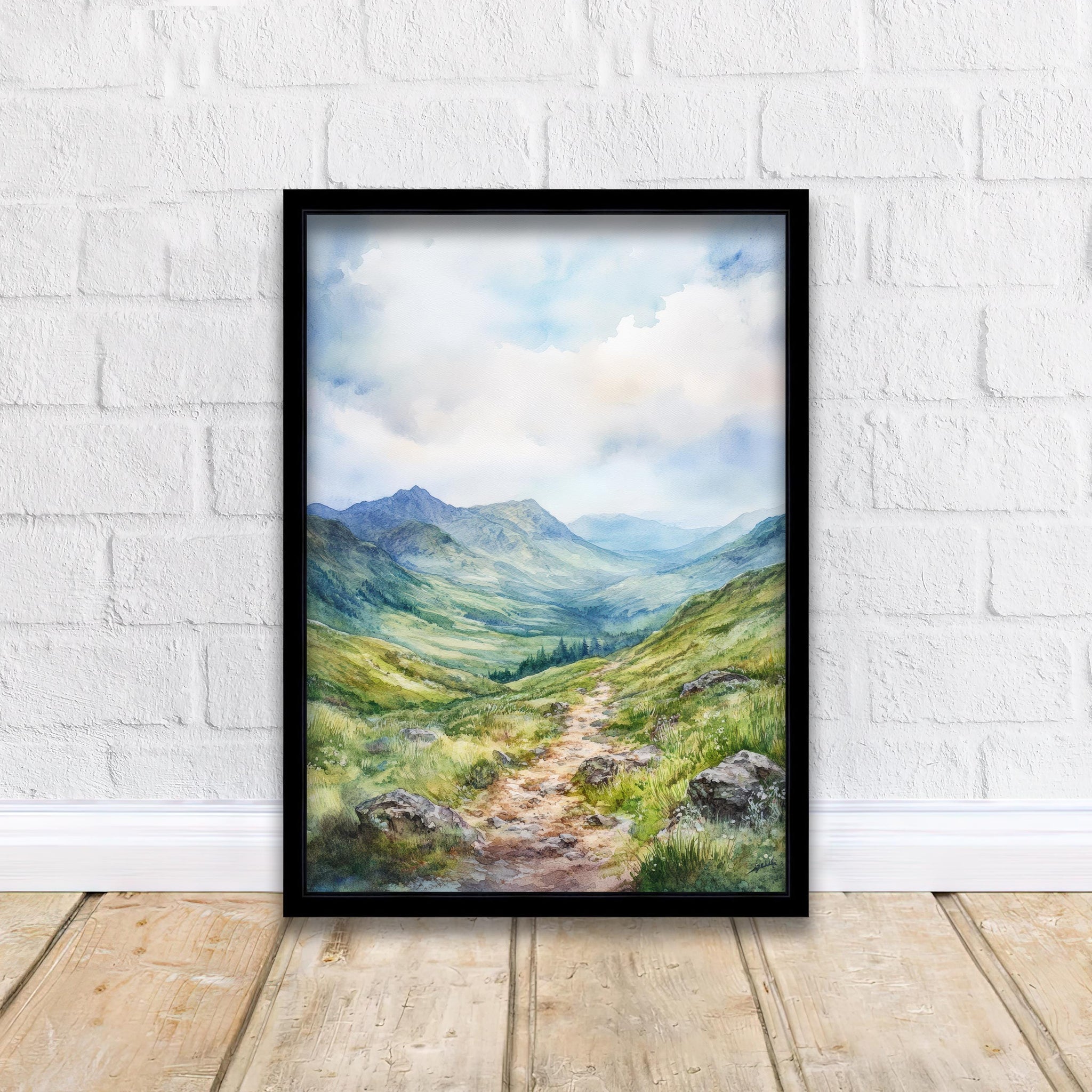 Braemar Scotland Watercolor Painting Highland Village Art Braemar Print Scenic River and Mountain Decor