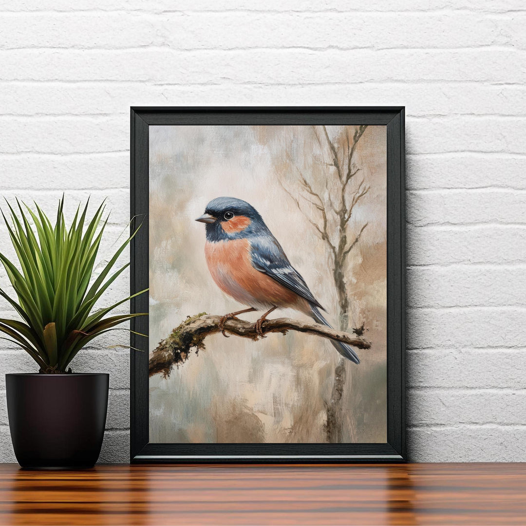Chaffinch Bird Art Print Vintage Nature Poster Woodland Wall Decor for Cottagecore or Rustic Living Room