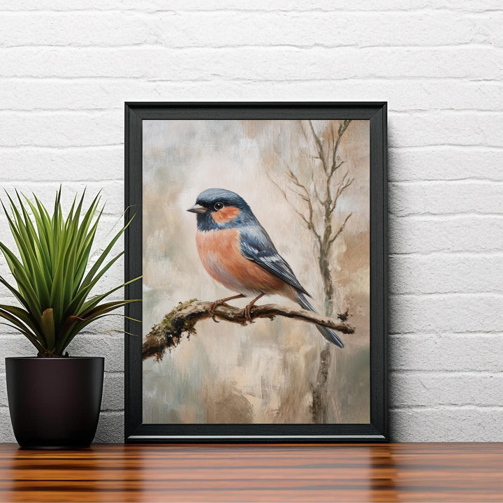 Chaffinch Bird Art Print Vintage Nature Poster Woodland Wall Decor for Cottagecore or Rustic Living Room