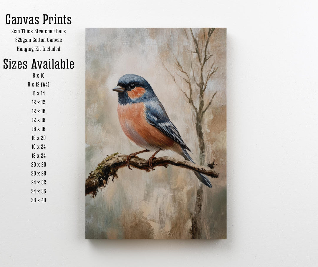 Chaffinch Bird Art Print Vintage Nature Poster Woodland Wall Decor for Cottagecore or Rustic Living Room