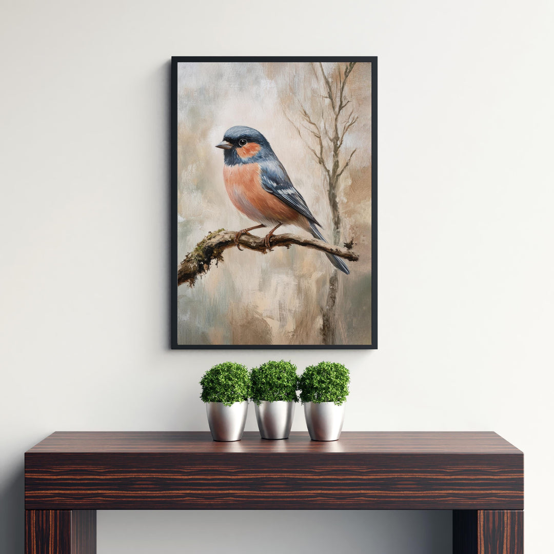 Chaffinch Bird Art Print Vintage Nature Poster Woodland Wall Decor for Cottagecore or Rustic Living Room