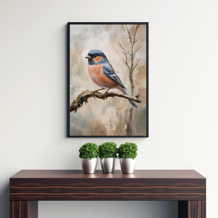 Chaffinch Bird Art Print Vintage Nature Poster Woodland Wall Decor for Cottagecore or Rustic Living Room