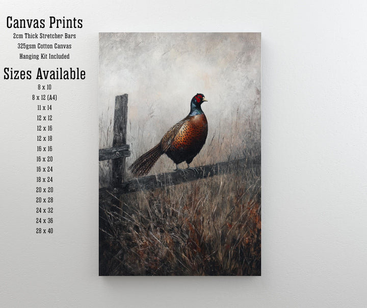 Pheasant In Misty Meadow Poster Cottagecore Nature Art Vintage Rustic Wildlife Illustration Enchanted Countryside Wall Art