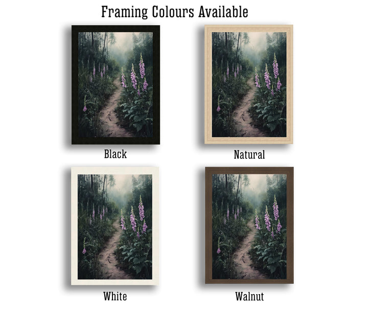 Witches Path Through Foxgloves Poster Enchanted Forest Art Cottagecore Decor Whimsical Nature Illustration