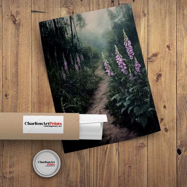 Witches Path Through Foxgloves Poster Enchanted Forest Art Cottagecore Decor Whimsical Nature Illustration