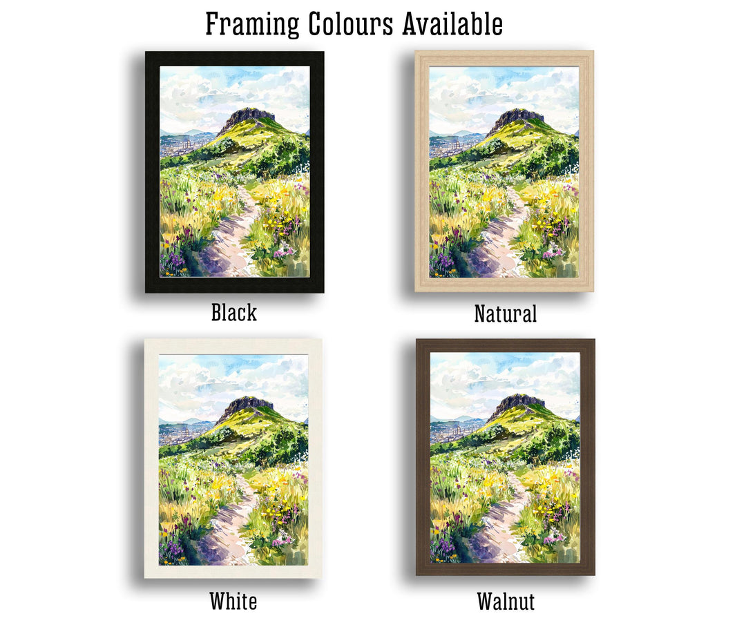 Arthur's Seat Watercolor Art Print, Edinburgh Scotland Painting, Holyrood Park Wall Decor, Scottish Landscape Gift
