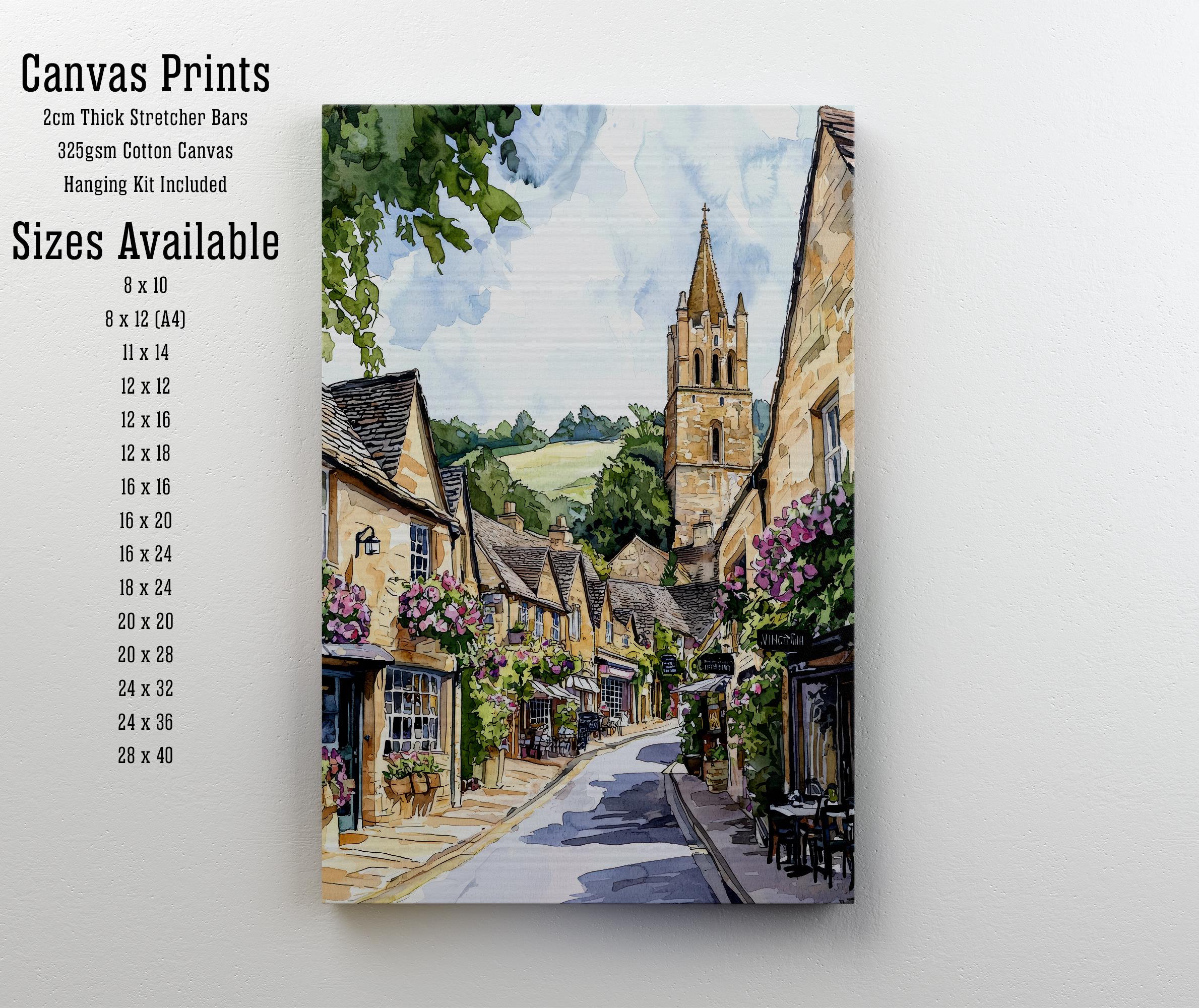 Winchcombe Cotswolds Watercolor Art Print, English Village Painting, Sudeley Castle UK Travel Gift
