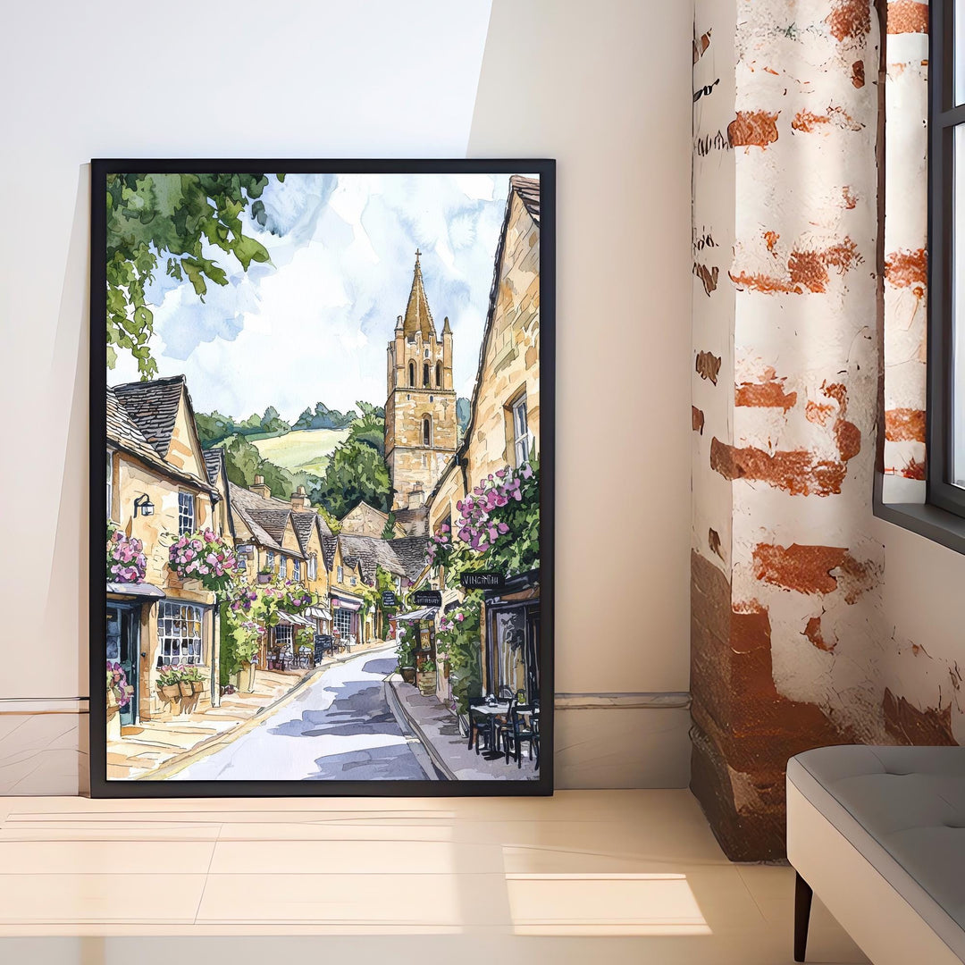 Winchcombe Cotswolds Watercolor Art Print, English Village Painting, Sudeley Castle UK Travel Gift