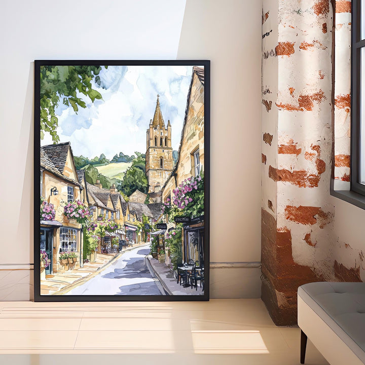 Winchcombe Cotswolds Watercolor Art Print, English Village Painting, Sudeley Castle UK Travel Gift