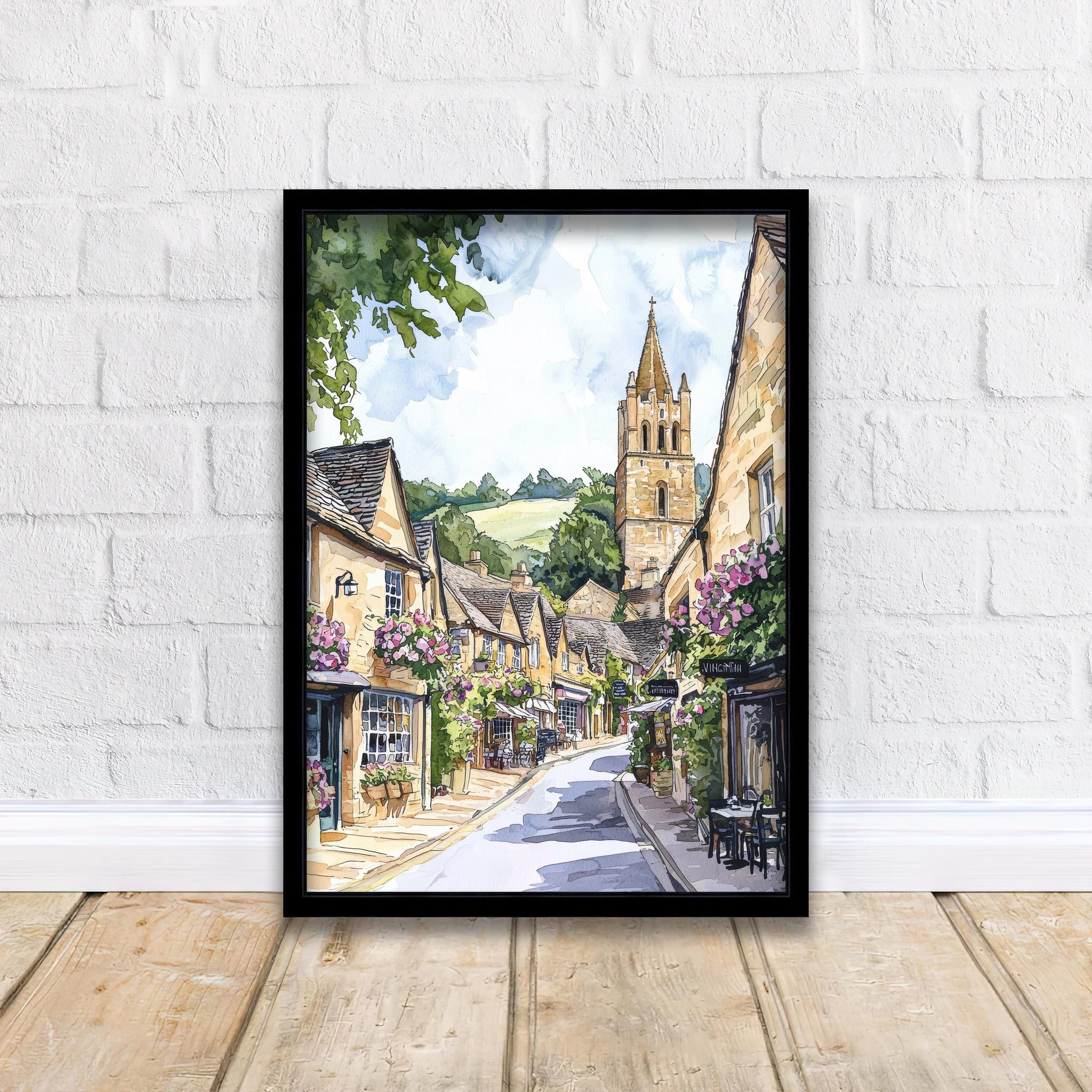 Winchcombe Cotswolds Watercolor Art Print, English Village Painting, Sudeley Castle UK Travel Gift
