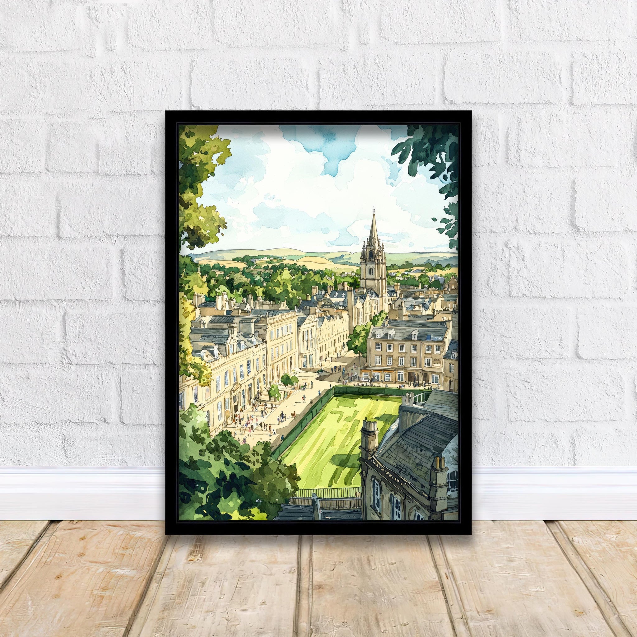 Bath England Watercolor Art Print, Roman Baths Painting, Royal Crescent Wall Decor, Georgian City Gift