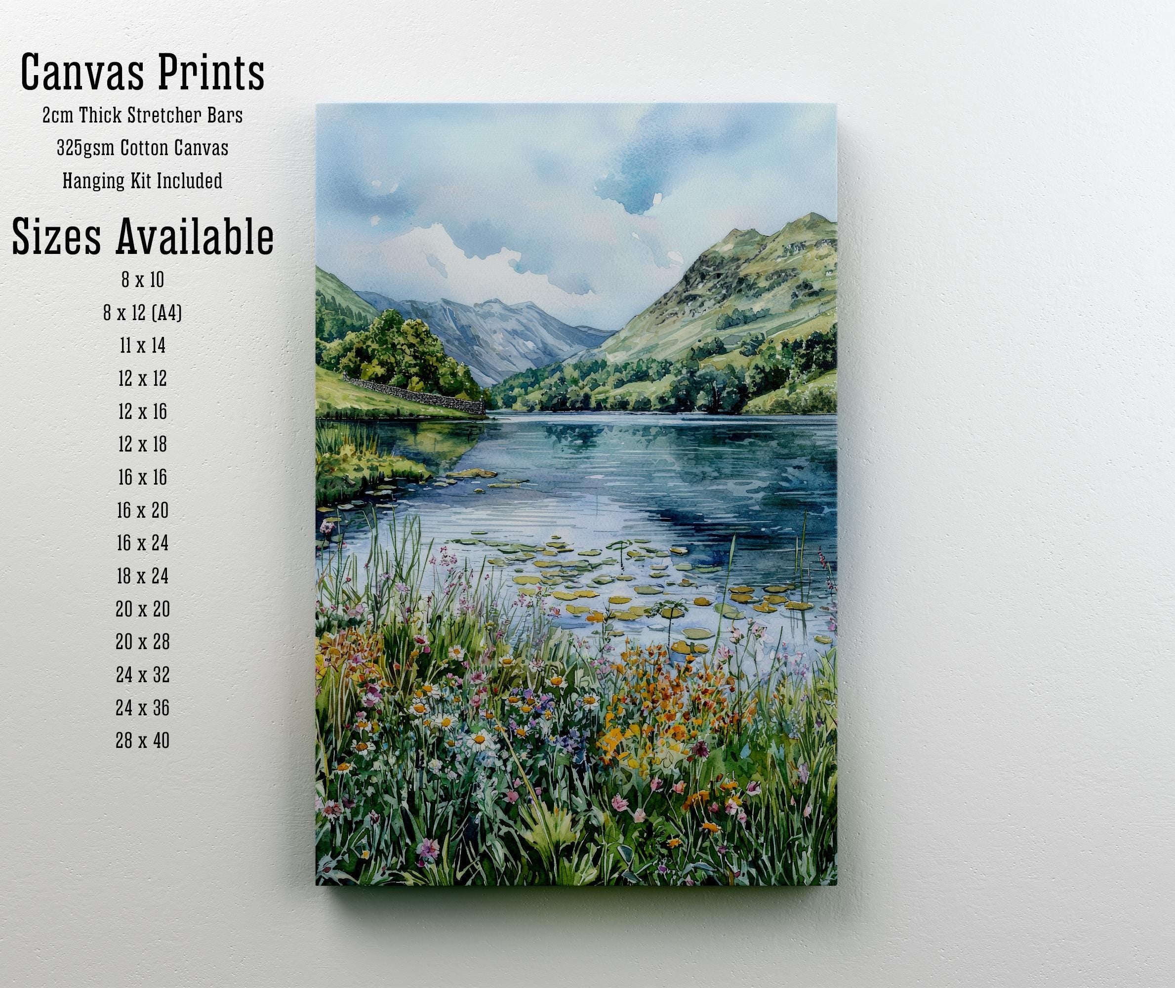 Grasmere Lake District Watercolor Art Print, William Wordsworth Painting, UK Landscape Wall Decor, Hiking Gift