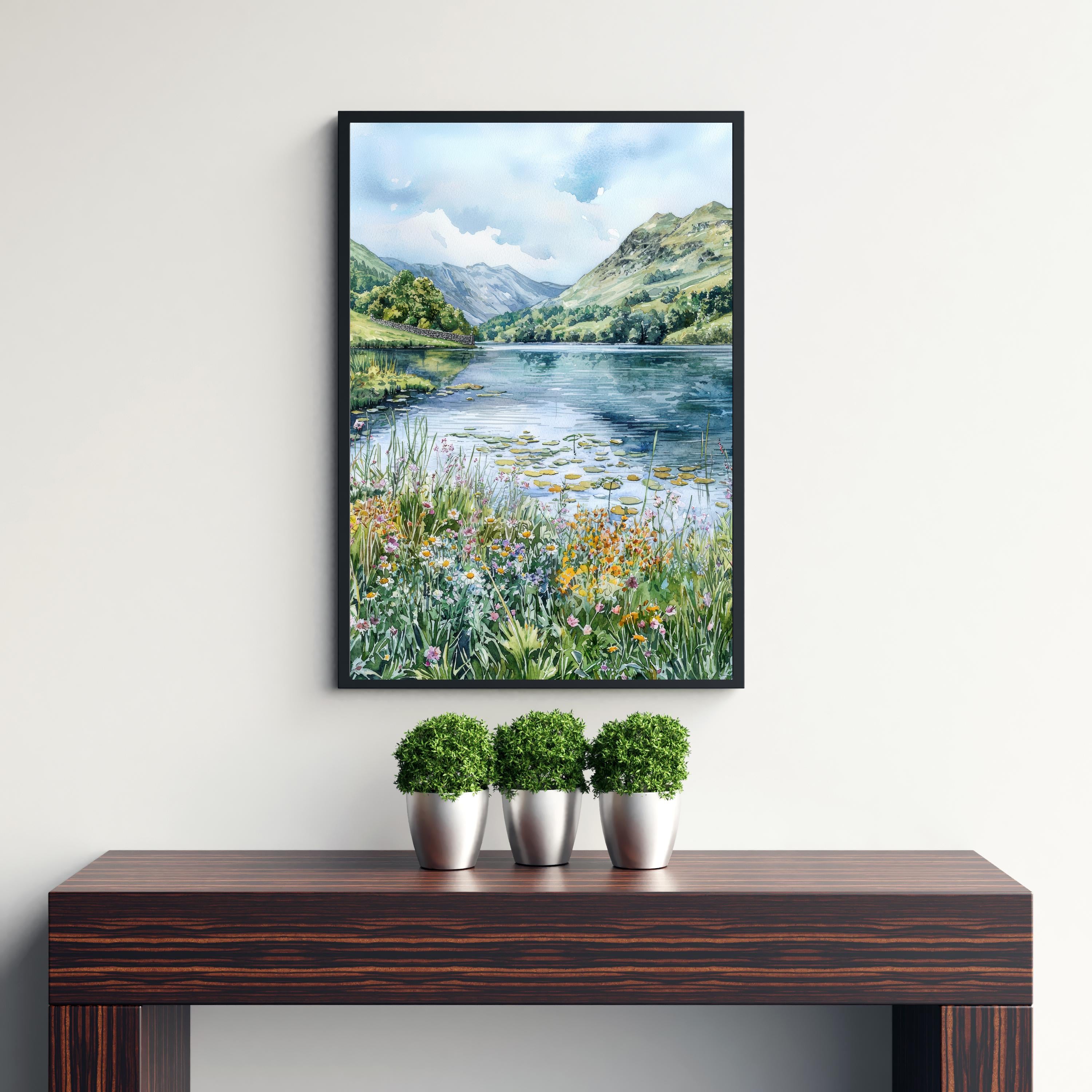 Grasmere Lake District Watercolor Art Print, William Wordsworth Painting, UK Landscape Wall Decor, Hiking Gift