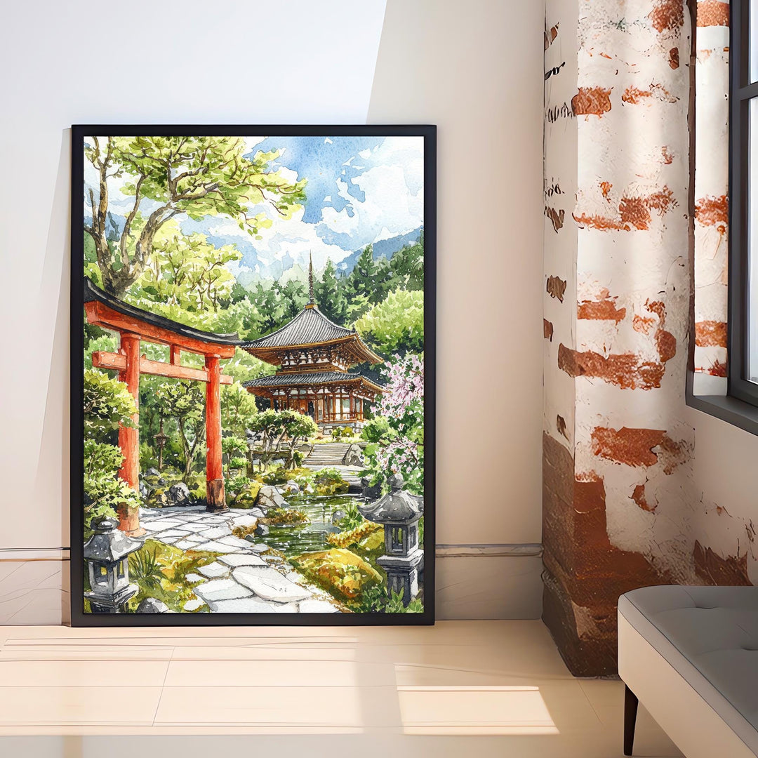 Kyoto Japan Watercolor Art Print, Cherry Blossom Painting, Gion District Wall Decor, Japanese Travel Gift