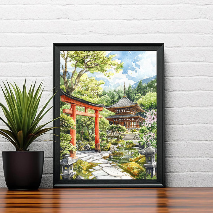 Kyoto Japan Watercolor Art Print, Cherry Blossom Painting, Gion District Wall Decor, Japanese Travel Gift