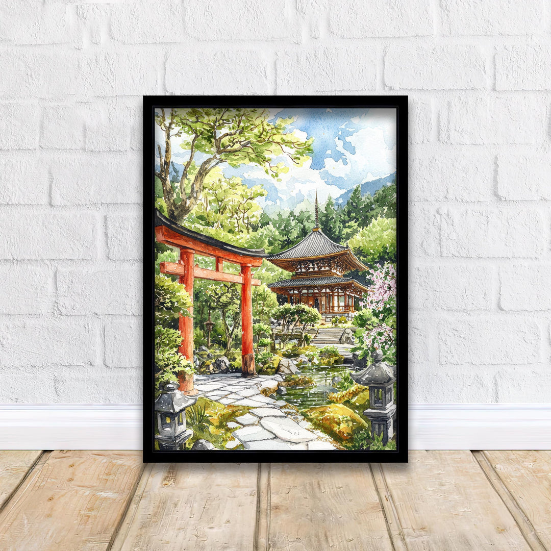 Kyoto Japan Watercolor Art Print, Cherry Blossom Painting, Gion District Wall Decor, Japanese Travel Gift
