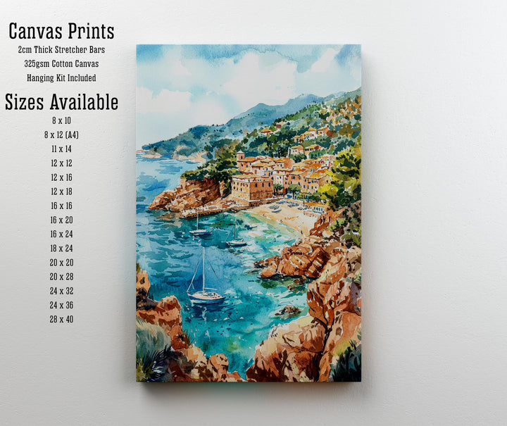 Mallorca Watercolor Art Print, Spain Travel Painting, Balearic Islands Wall Decor, Mediterranean Gift