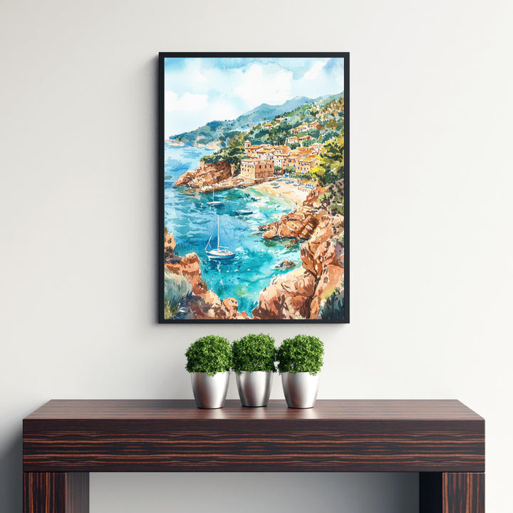 Mallorca Watercolor Art Print, Spain Travel Painting, Balearic Islands Wall Decor, Mediterranean Gift