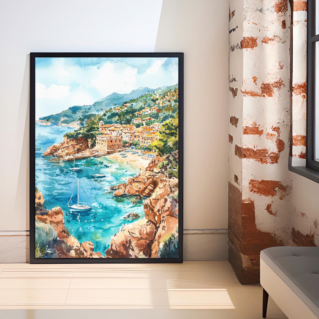 Mallorca Watercolor Art Print, Spain Travel Painting, Balearic Islands Wall Decor, Mediterranean Gift