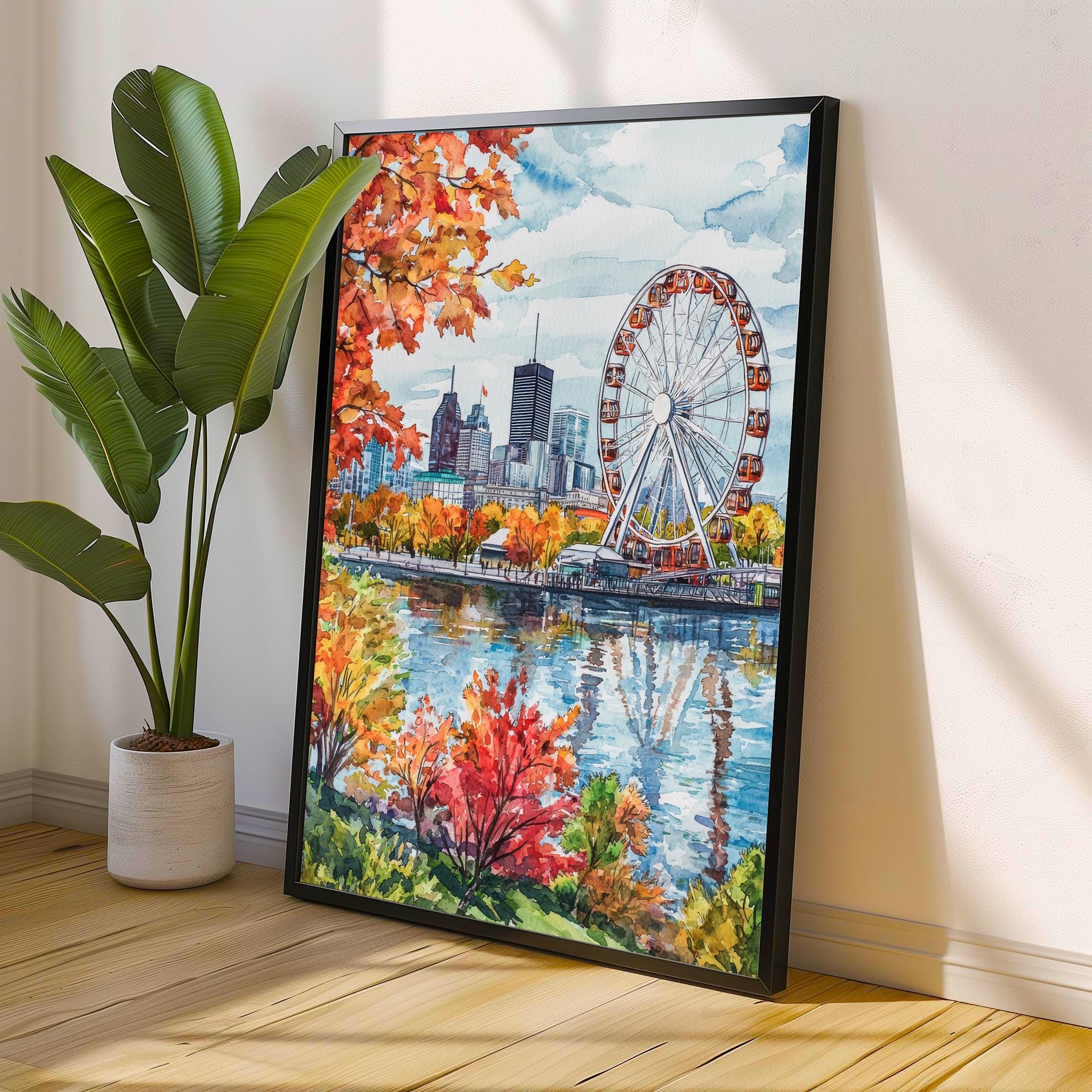 Montreal Cityscape Watercolor Art Print, Old Port Quebec Painting, Canada Travel Wall Decor, City Lover Gift