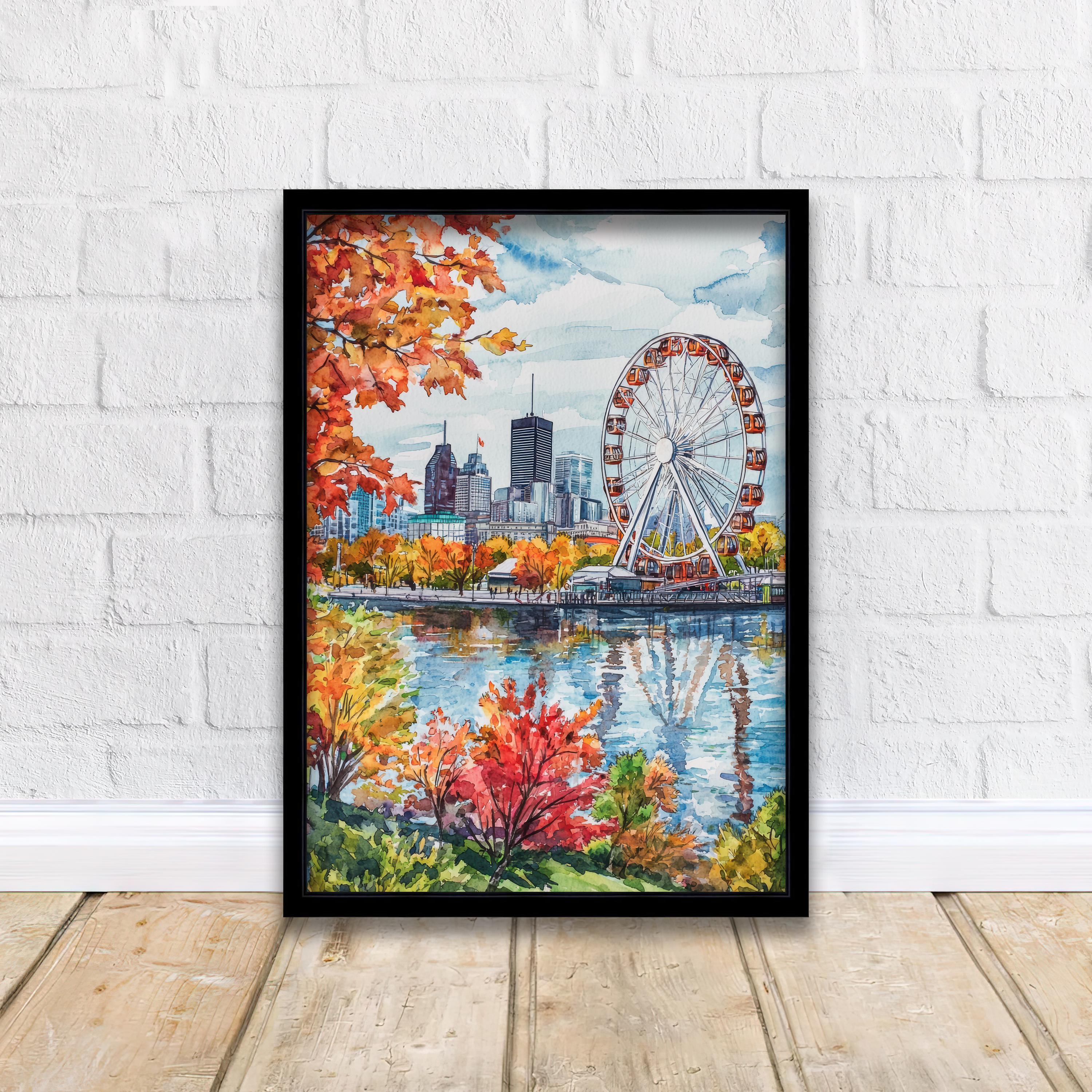 Montreal Cityscape Watercolor Art Print, Old Port Quebec Painting, Canada Travel Wall Decor, City Lover Gift