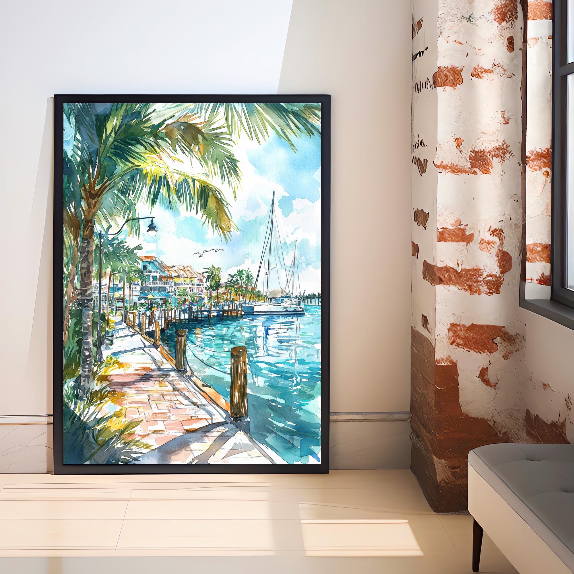 Punta Gorda Florida Watercolor Art Print, Charlotte Harbor Painting, Gulf Coast Wall Decor, Coastal Gift