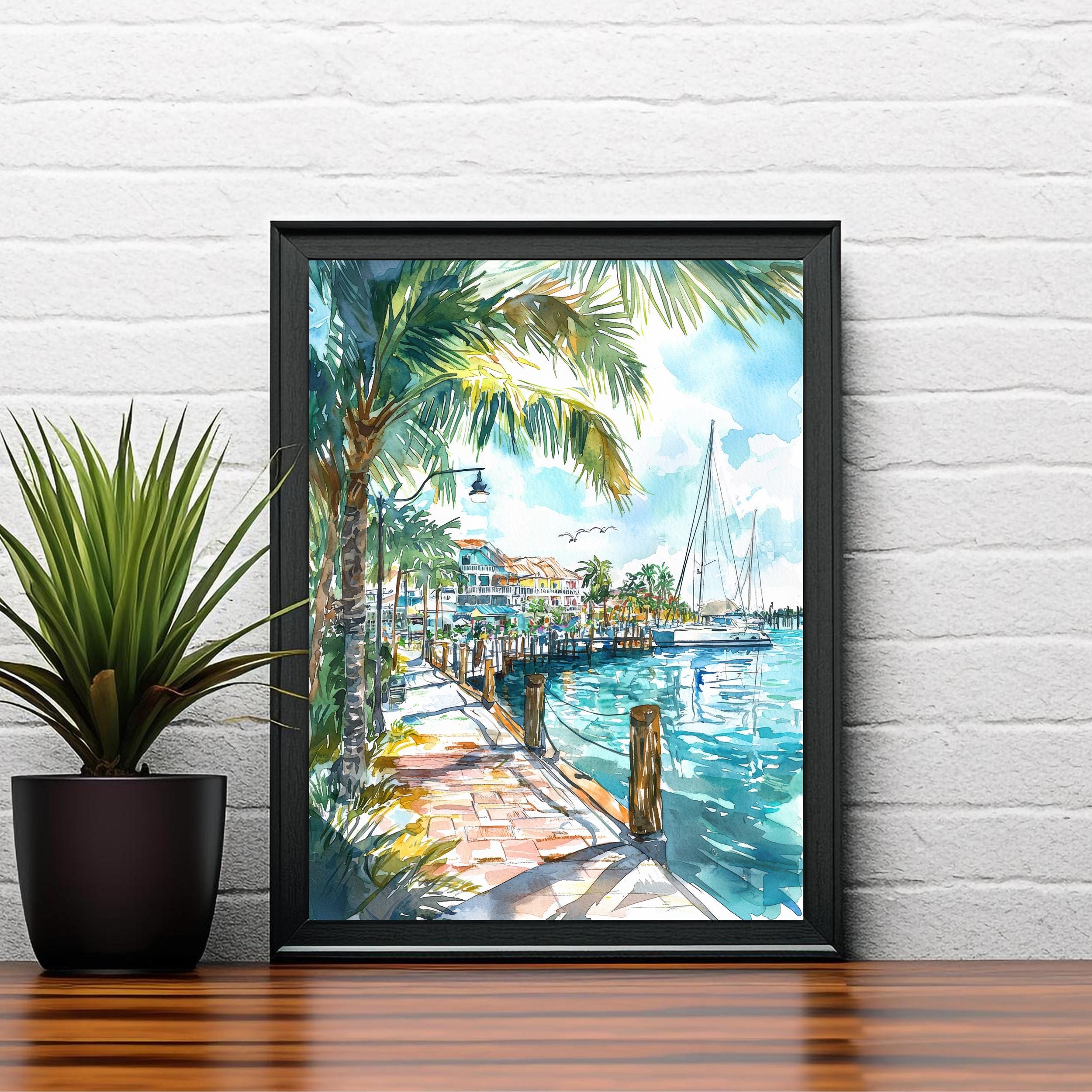 Punta Gorda Florida Watercolor Art Print, Charlotte Harbor Painting, Gulf Coast Wall Decor, Coastal Gift