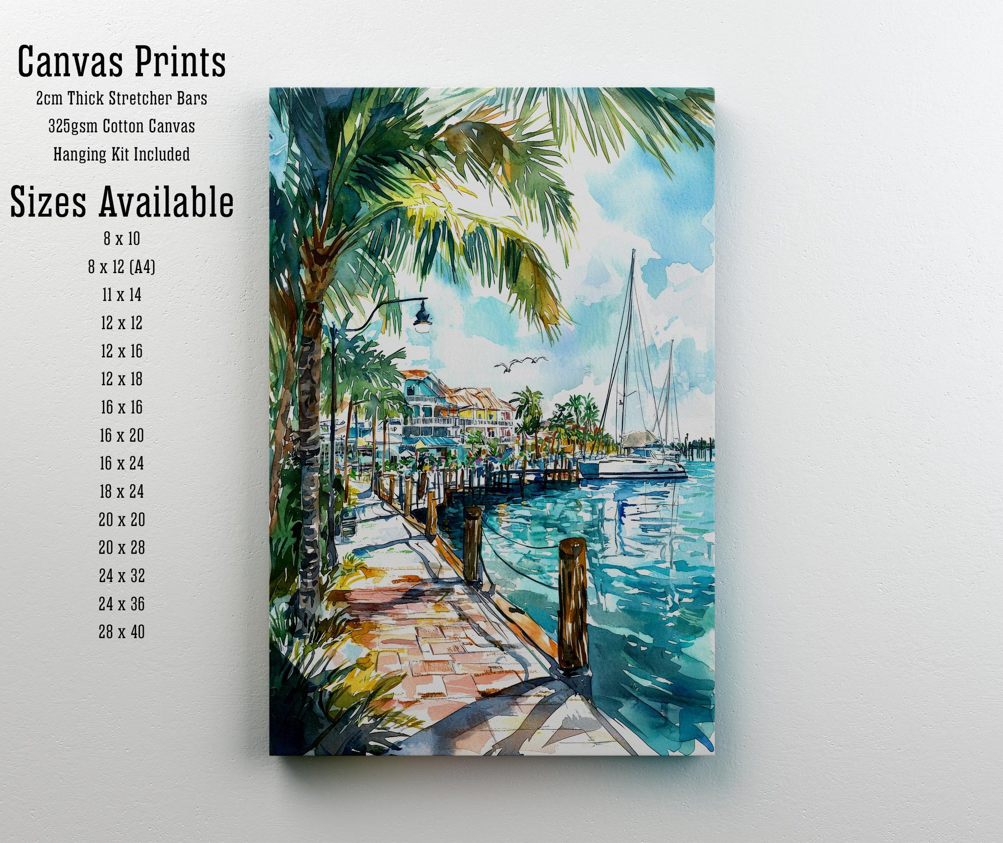 Punta Gorda Florida Watercolor Art Print, Charlotte Harbor Painting, Gulf Coast Wall Decor, Coastal Gift