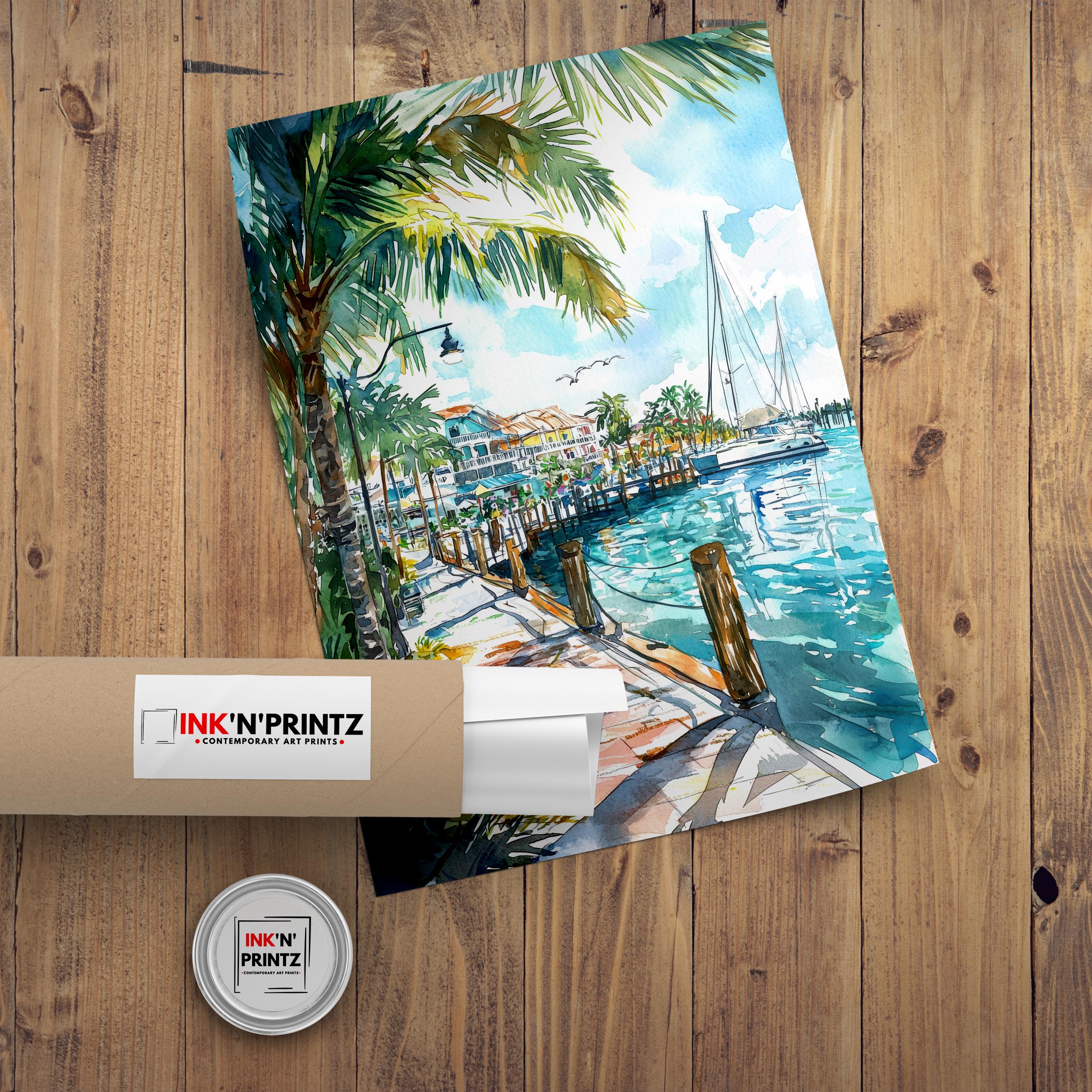 Punta Gorda Florida Watercolor Art Print, Charlotte Harbor Painting, Gulf Coast Wall Decor, Coastal Gift