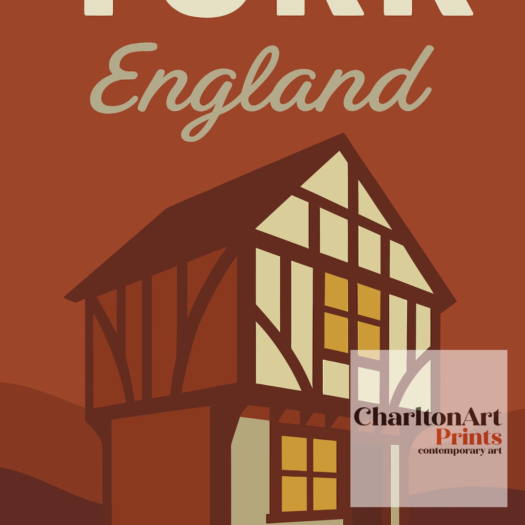 York England Vintage Travel Poster York Art Scenic City Decor York Print Historic England Gift for England Lovers Wanderlust