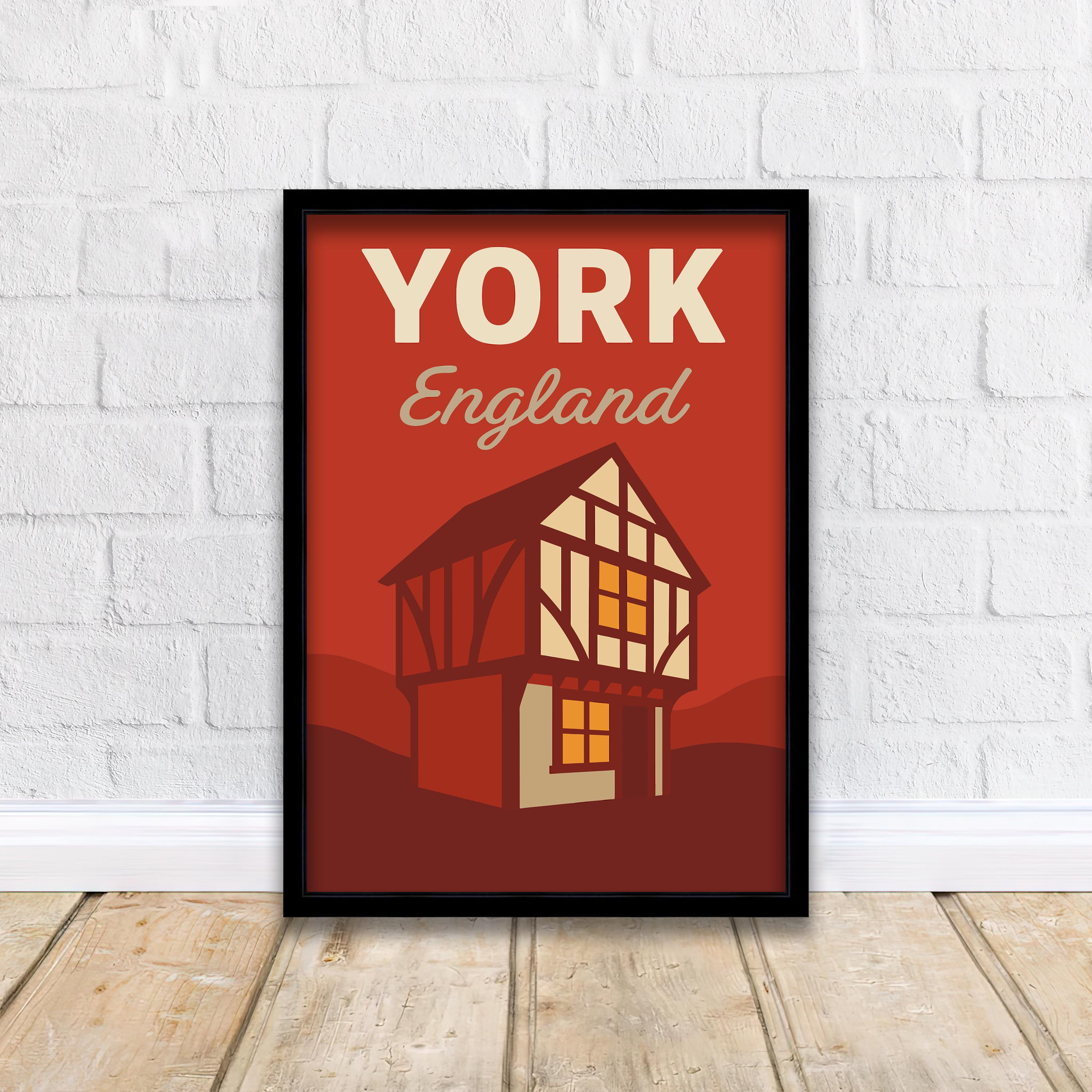 York England Vintage Travel Poster York Art Scenic City Decor York Print Historic England Gift for England Lovers Wanderlust