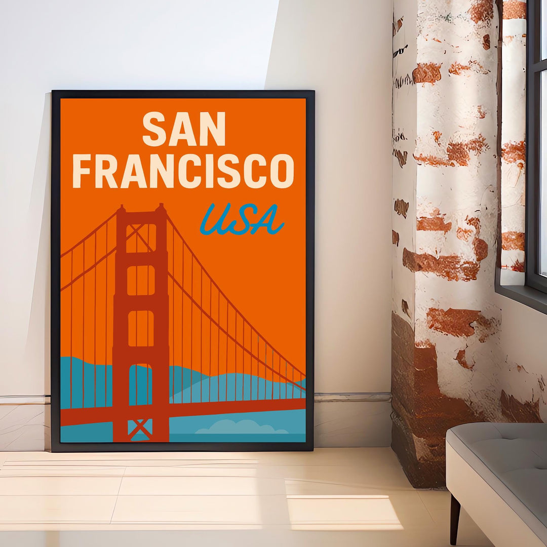 San Francisco Vintage Travel Poster Golden Gate Bridge Art San Francisco Print Scenic City Decor Gift for San Francisco Lovers Wanderlust