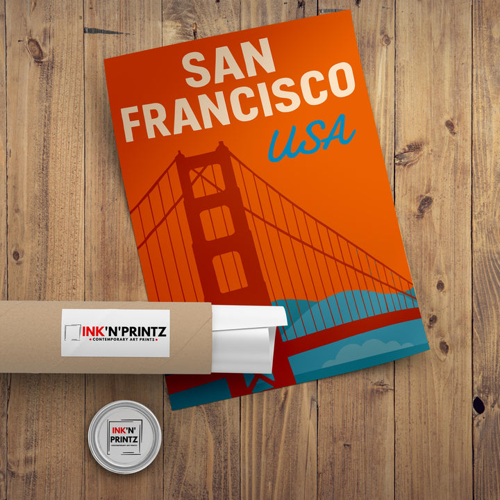 San Francisco Vintage Travel Poster Golden Gate Bridge Art San Francisco Print Scenic City Decor Gift for San Francisco Lovers Wanderlust
