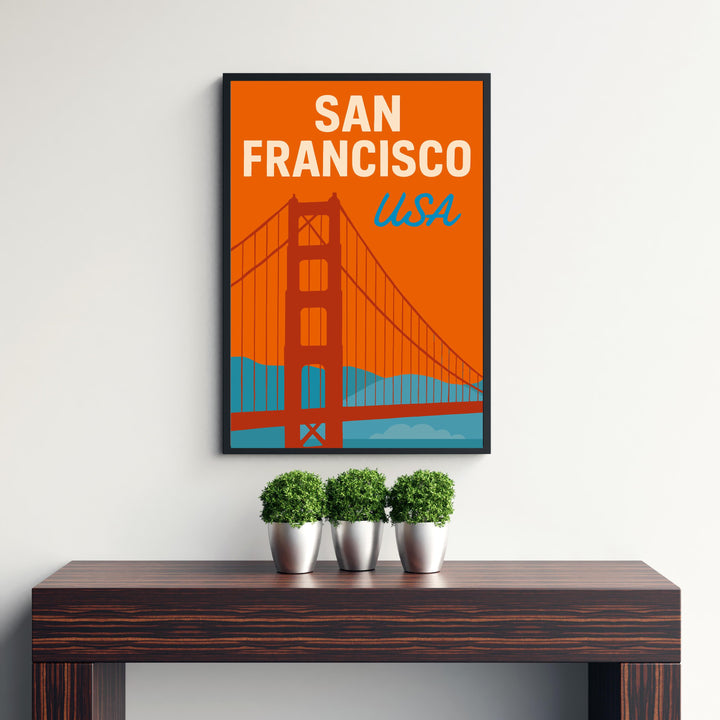 San Francisco Vintage Travel Poster Golden Gate Bridge Art San Francisco Print Scenic City Decor Gift for San Francisco Lovers Wanderlust