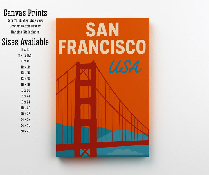 San Francisco Vintage Travel Poster Golden Gate Bridge Art San Francisco Print Scenic City Decor Gift for San Francisco Lovers Wanderlust