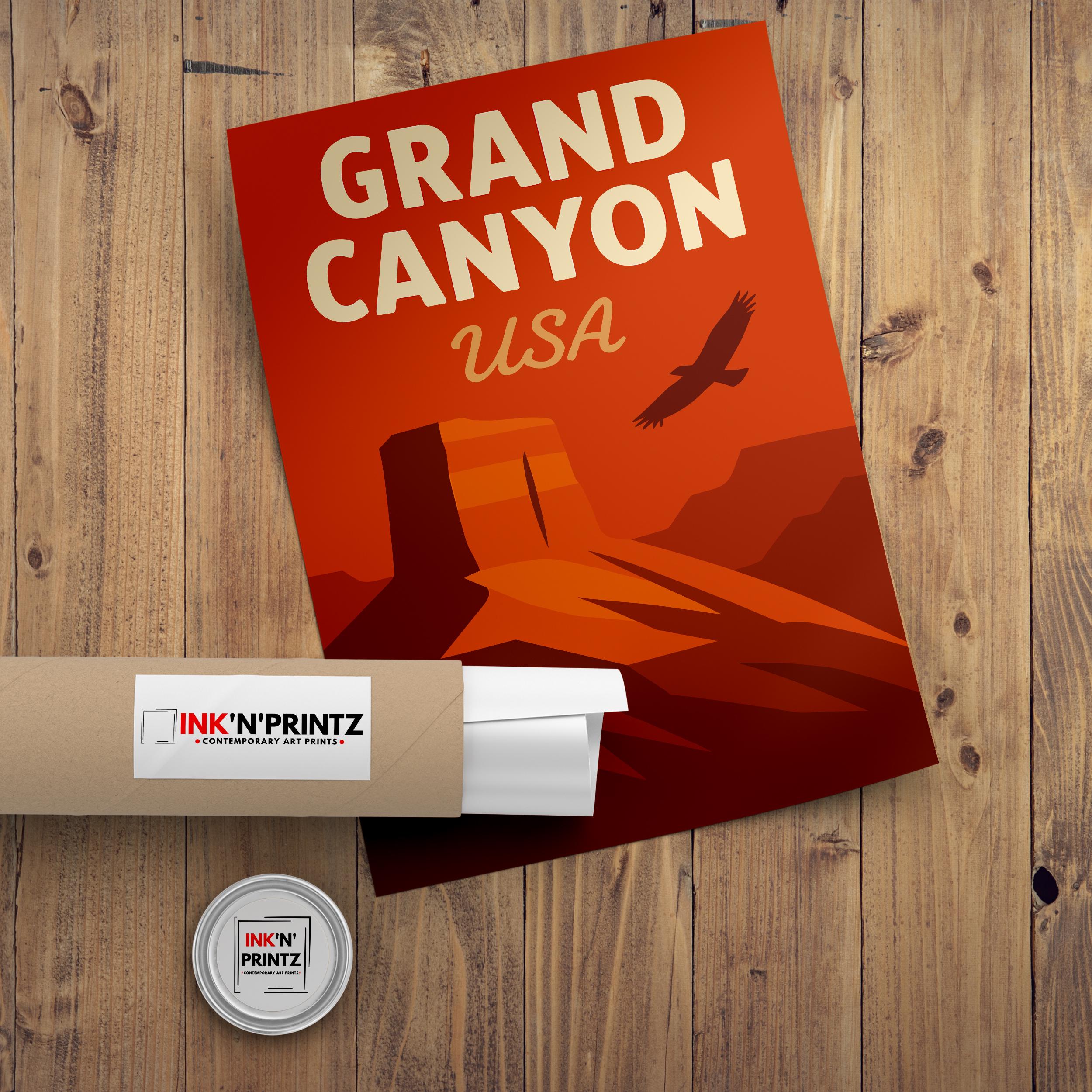 Grand Canyon Vintage Travel Poster Grand Canyon Art Grand Canyon Print Scenic Desert Decor Gift for Nature Lovers Wanderlust Art