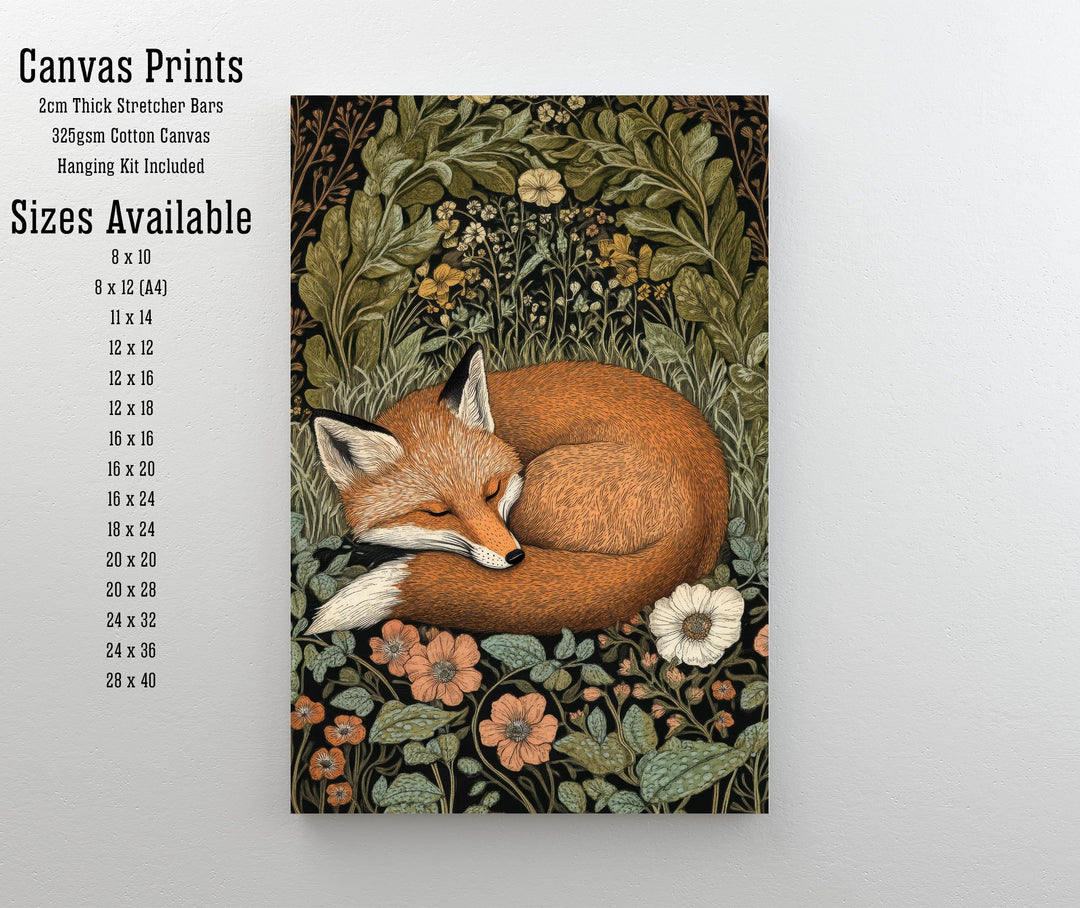 William Morris Fox Print Arts and Crafts Style Animal Poster Rustic Cottagecore Wall Art for Nature-Inspired Interiors