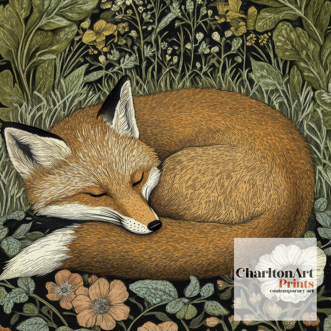 William Morris Fox Print Arts and Crafts Style Animal Poster Rustic Cottagecore Wall Art for Nature-Inspired Interiors