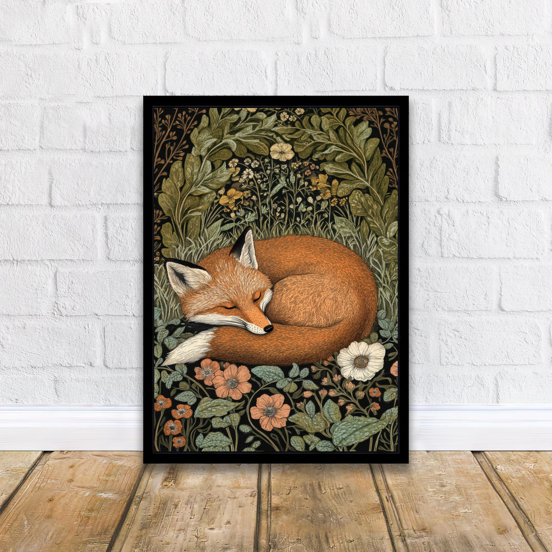William Morris Fox Print Arts and Crafts Style Animal Poster Rustic Cottagecore Wall Art for Nature-Inspired Interiors