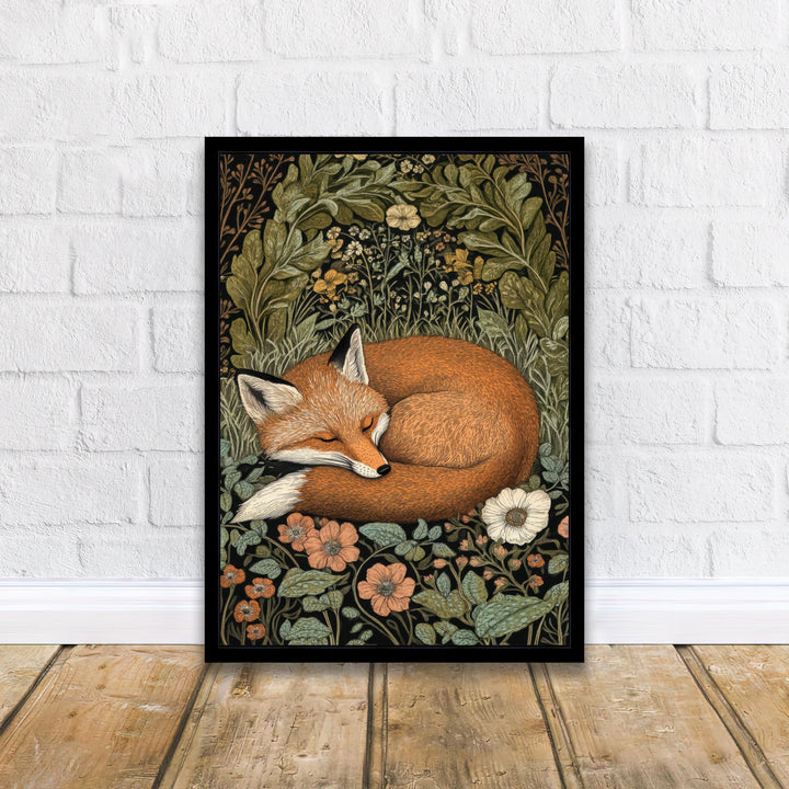 William Morris Fox Print Arts and Crafts Style Animal Poster Rustic Cottagecore Wall Art for Nature-Inspired Interiors