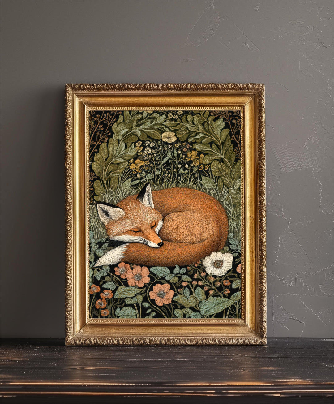William Morris Fox Print Arts and Crafts Style Animal Poster Rustic Cottagecore Wall Art for Nature-Inspired Interiors