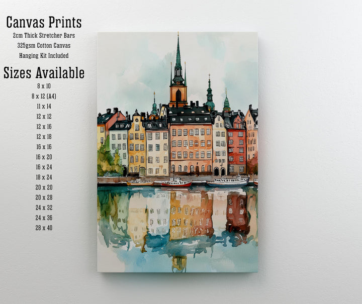 Stockholm Sweden Watercolor Art Print, Gamla Stan Painting, Scandinavia Travel Wall Decor, Cityscape Gift