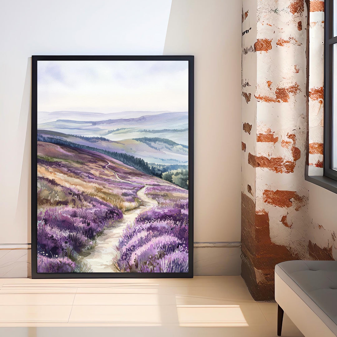 Long Mynd Watercolor Art Print, Shropshire Hills Painting, UK Landscape Wall Decor, Hill Walking Gift