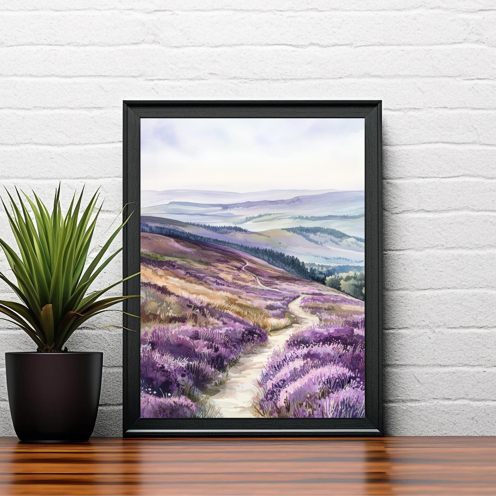 Long Mynd Watercolor Art Print, Shropshire Hills Painting, UK Landscape Wall Decor, Hill Walking Gift