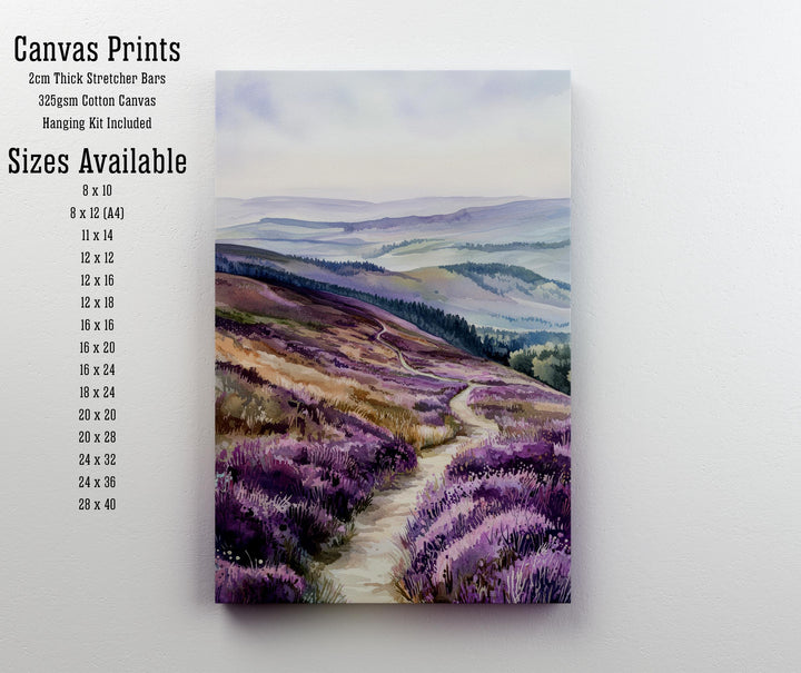 Long Mynd Watercolor Art Print, Shropshire Hills Painting, UK Landscape Wall Decor, Hill Walking Gift