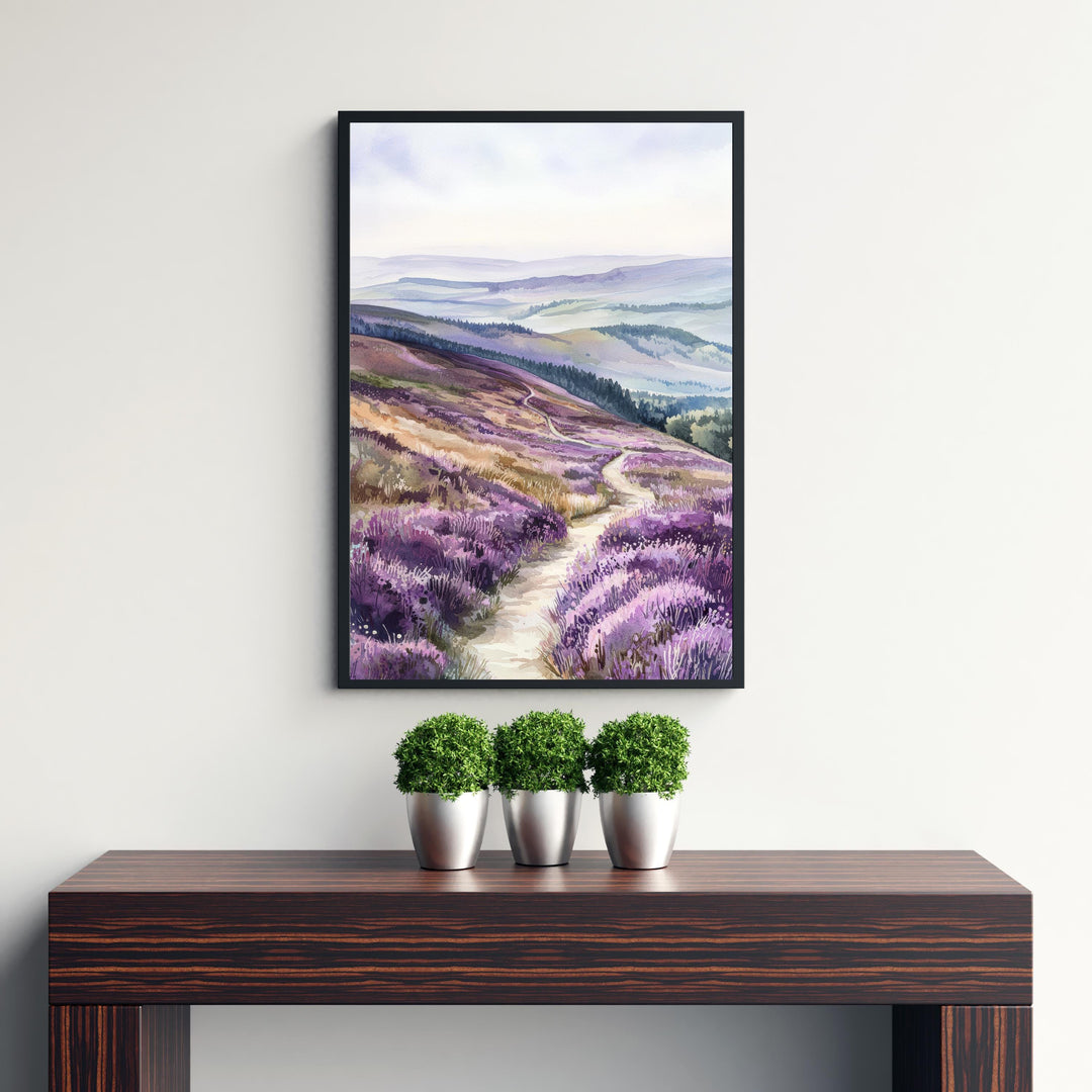 Long Mynd Watercolor Art Print, Shropshire Hills Painting, UK Landscape Wall Decor, Hill Walking Gift